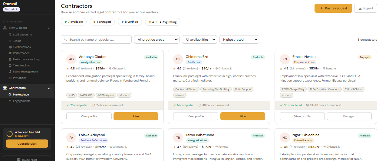Contractor marketplace
