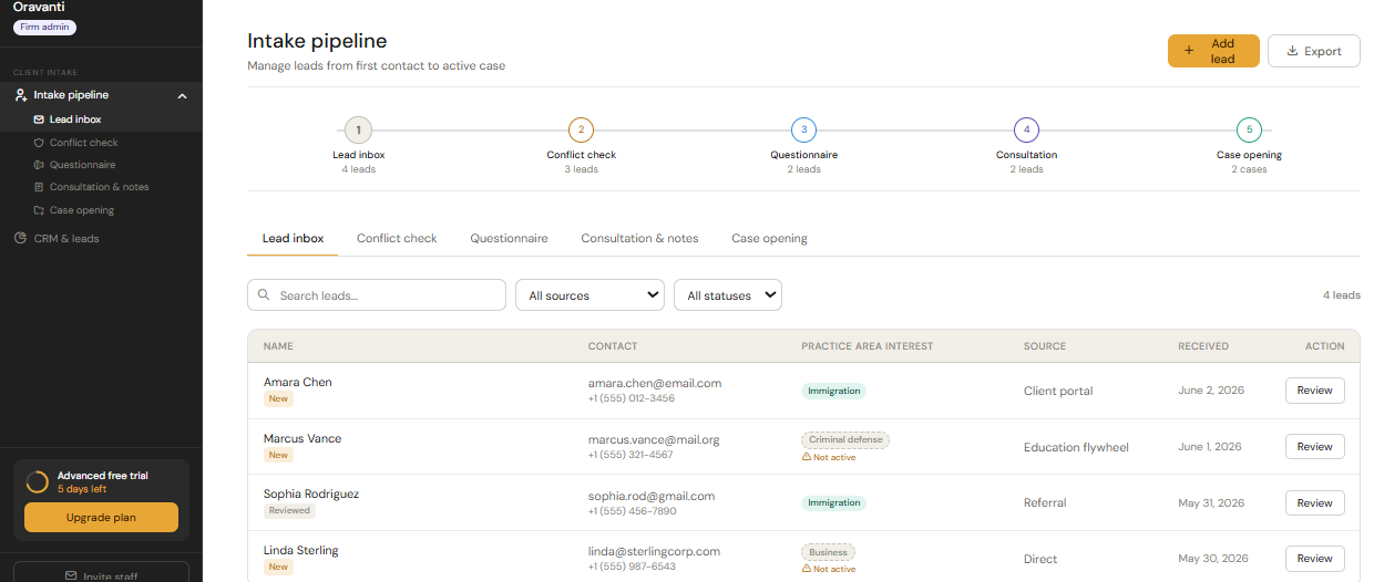Client onboarding intake pipeline